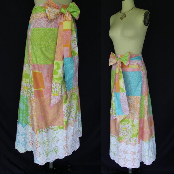 Lilly Pulitzer jubilee maxi dress skirt patchwork Hawaiian crochet lace 2 - Picture 4 of 7